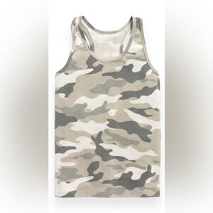 Old Navy Unisex Large 10-12 Grey Camo Fitted Layering Racerback Tank Top NWT